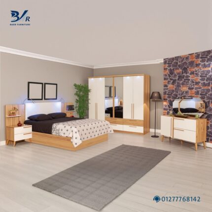 غرفه نوم مودرن باللون الخشبي