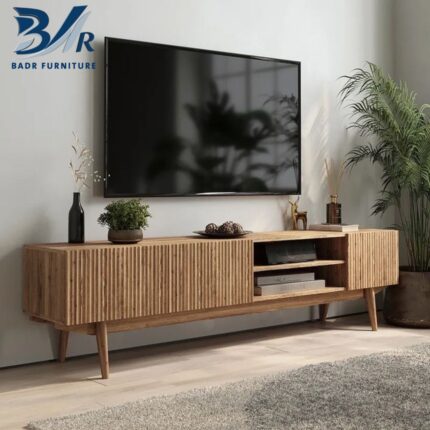 وحده تلفزيون  ارضي باللون  الخشبي